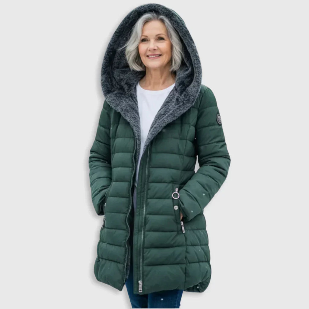 Women's Padded Winter Jacket – Warm Everyday Layer – Mörkgrön