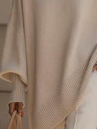 Women's Oversized Wool Jumper – Asymmetric Hem