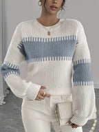 Women's Colour Block Striped Jumper – Drop Shoulder