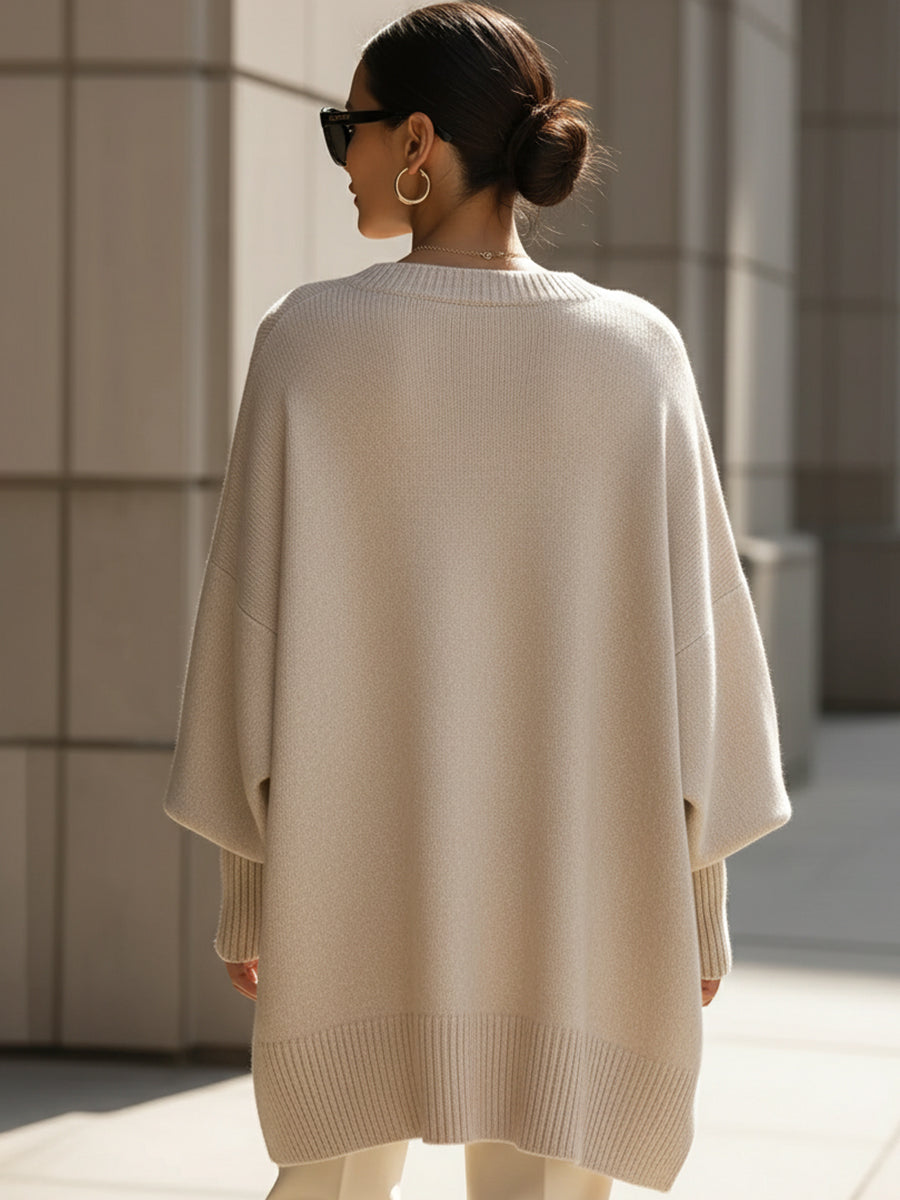 Women's Oversized Wool Jumper – Asymmetric Hem