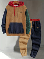 Men's Colour Block Hooded Two-Piece Lounge Set