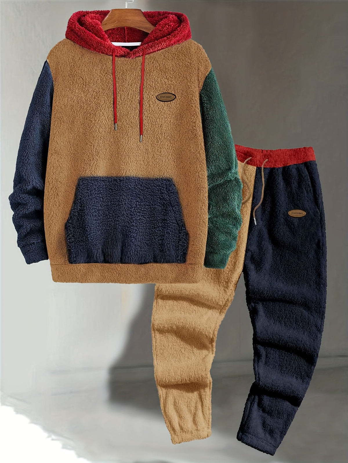 Men's Colour Block Hooded Two-Piece Lounge Set