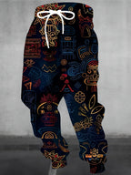Men's Printed Joggers – Navy & Gold