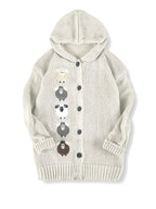 Women's Chunky Hooded Cardigan with Sheep Design