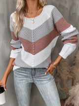 Women's Colour Block Chevron Knit Jumper