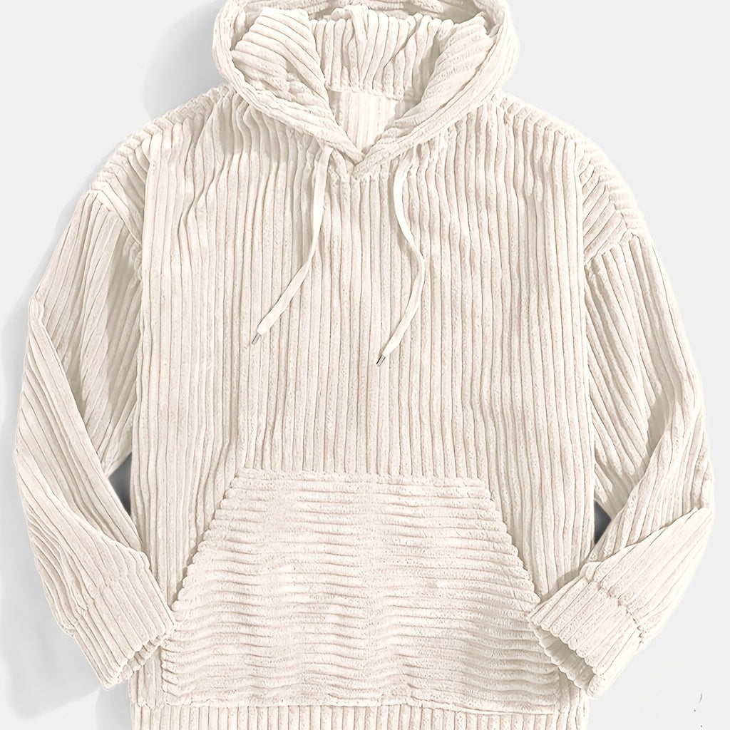 Unisex Ribbed Pullover Hoodie – Relaxed Fit – Off-white