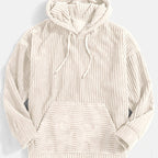 Unisex Ribbed Pullover Hoodie – Relaxed Fit – Off-white