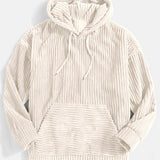 Unisex Ribbed Pullover Hoodie – Relaxed Fit – Off-white