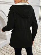 Women's Black Hooded Drawstring Jacket