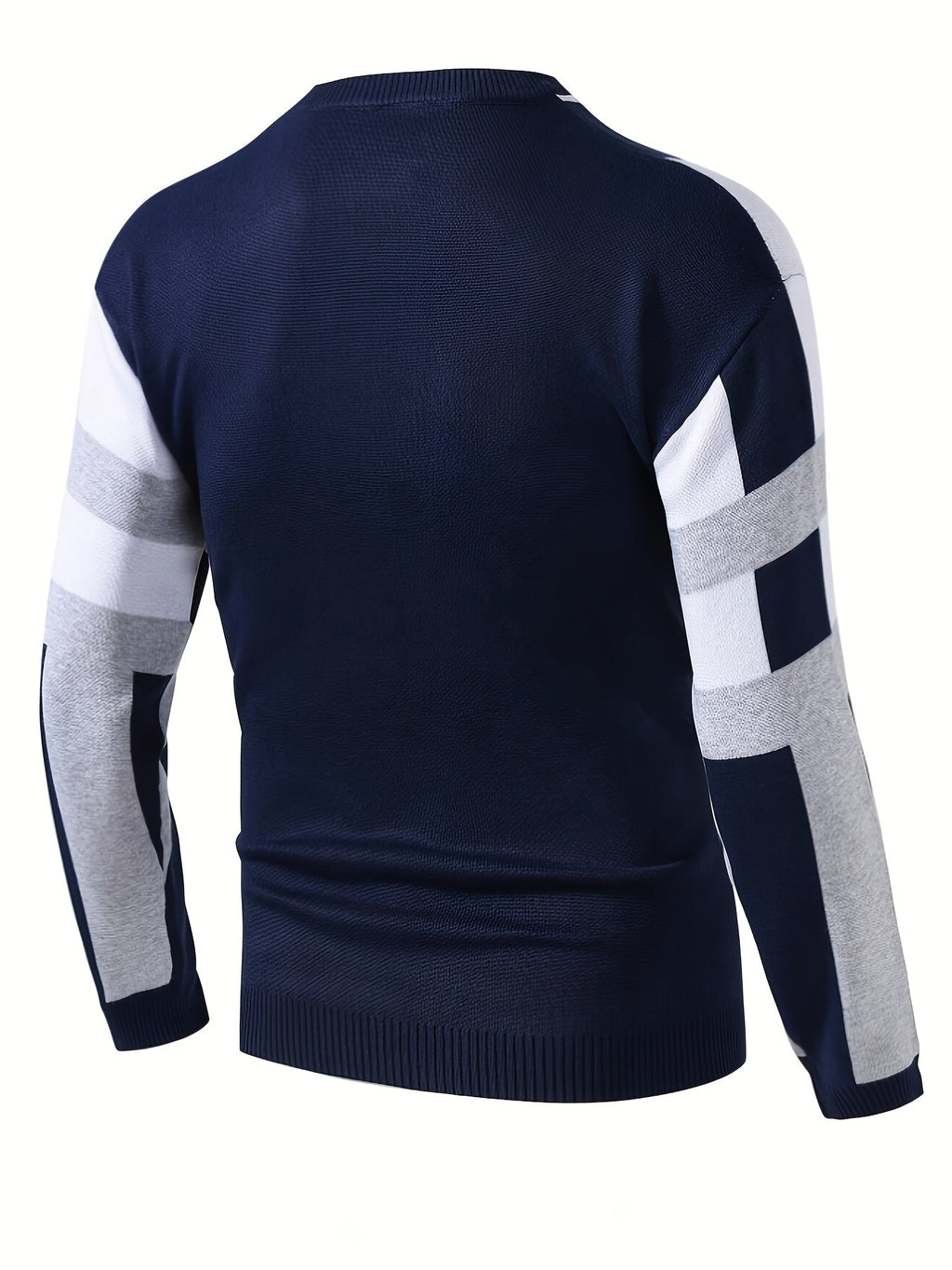 Men's Navy Colour Block Jumper