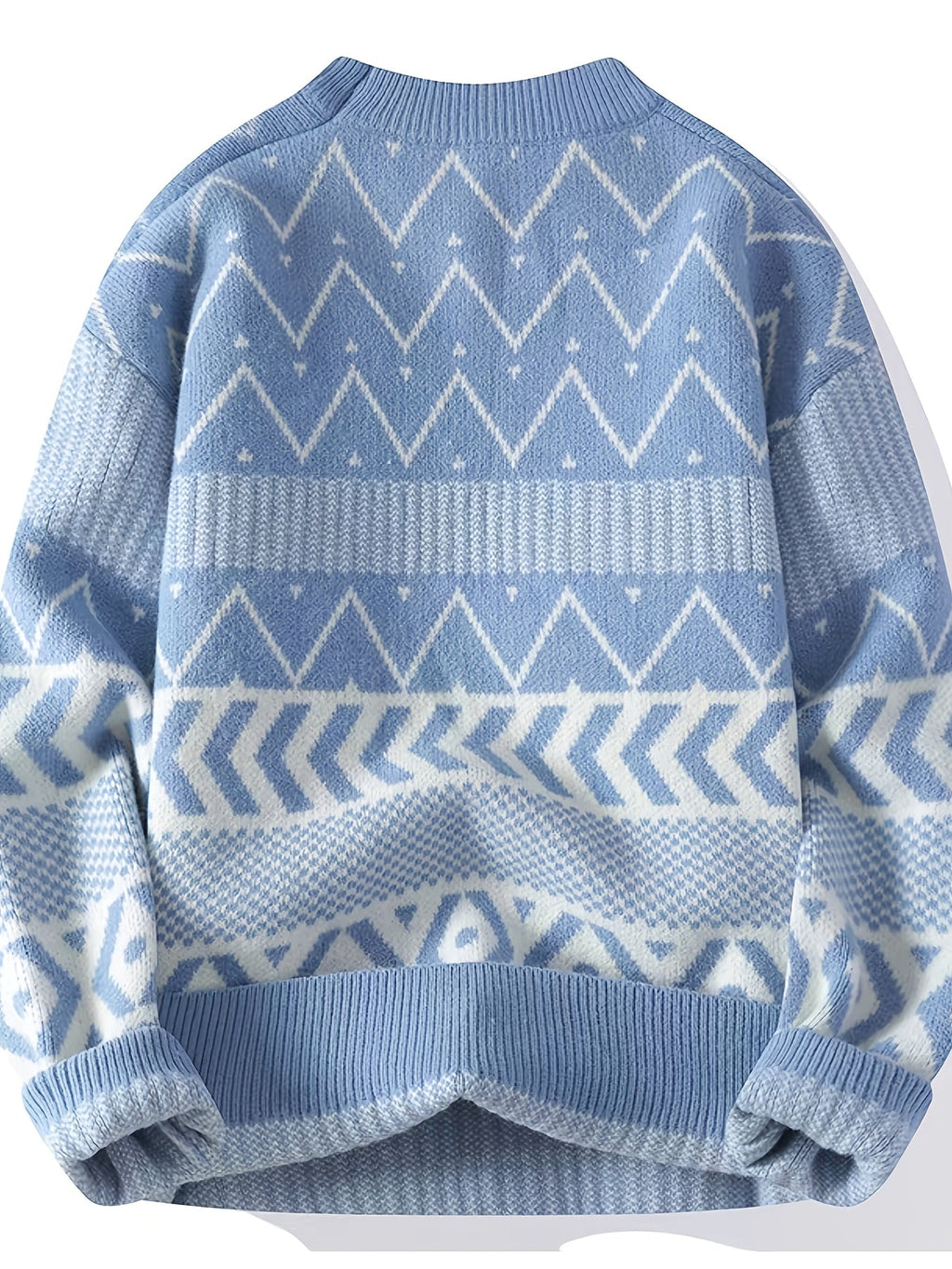 Men's Sky Blue Patterned Crew Neck Jumper – Sky Blue