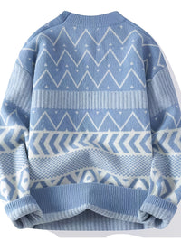Men's Sky Blue Patterned Crew Neck Jumper – Sky Blue