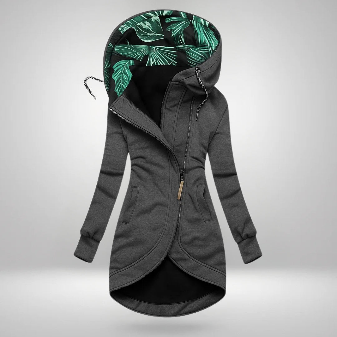 Women's Elegant Coat – Casual Wear, Office Style – Grey