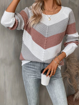 Women's Colour Block Chevron Knit Jumper