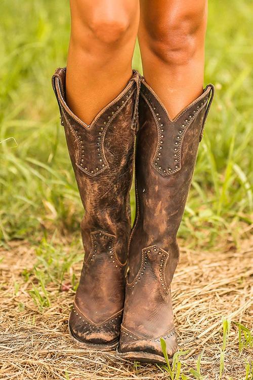 Women's Western Cowboy Boots – Everyday Comfort – Brown