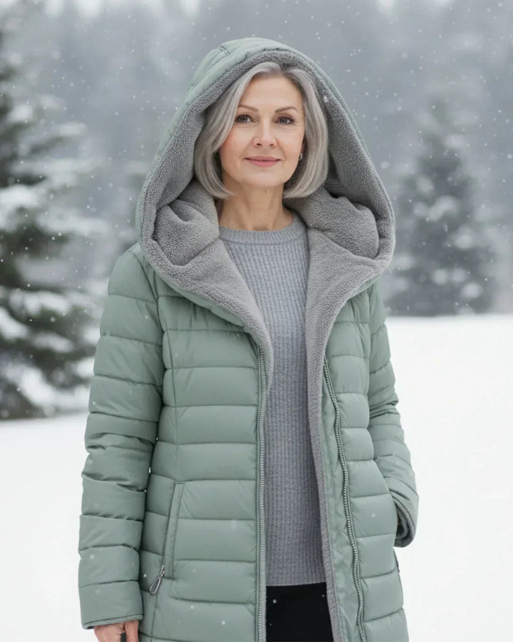 Women's Padded Winter Jacket – Warm Everyday Layer – Ljusgrön