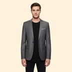 Men's Single-Button Lined Blazer – Office & Casual – Grey