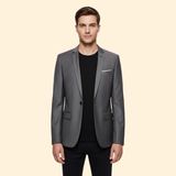 Men's Single-Button Lined Blazer – Office & Casual – Grey