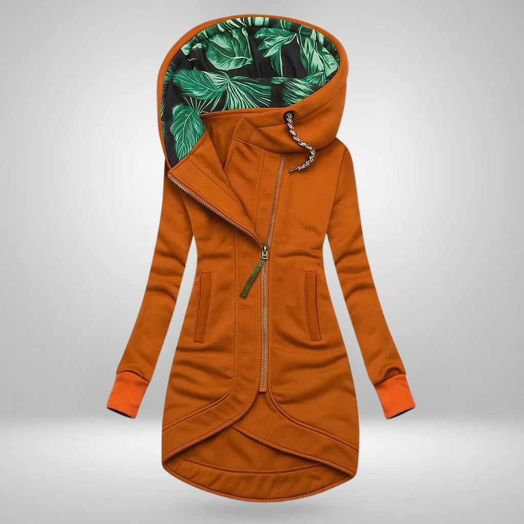 Women's Elegant Coat – Casual Wear, Office Style – Orange