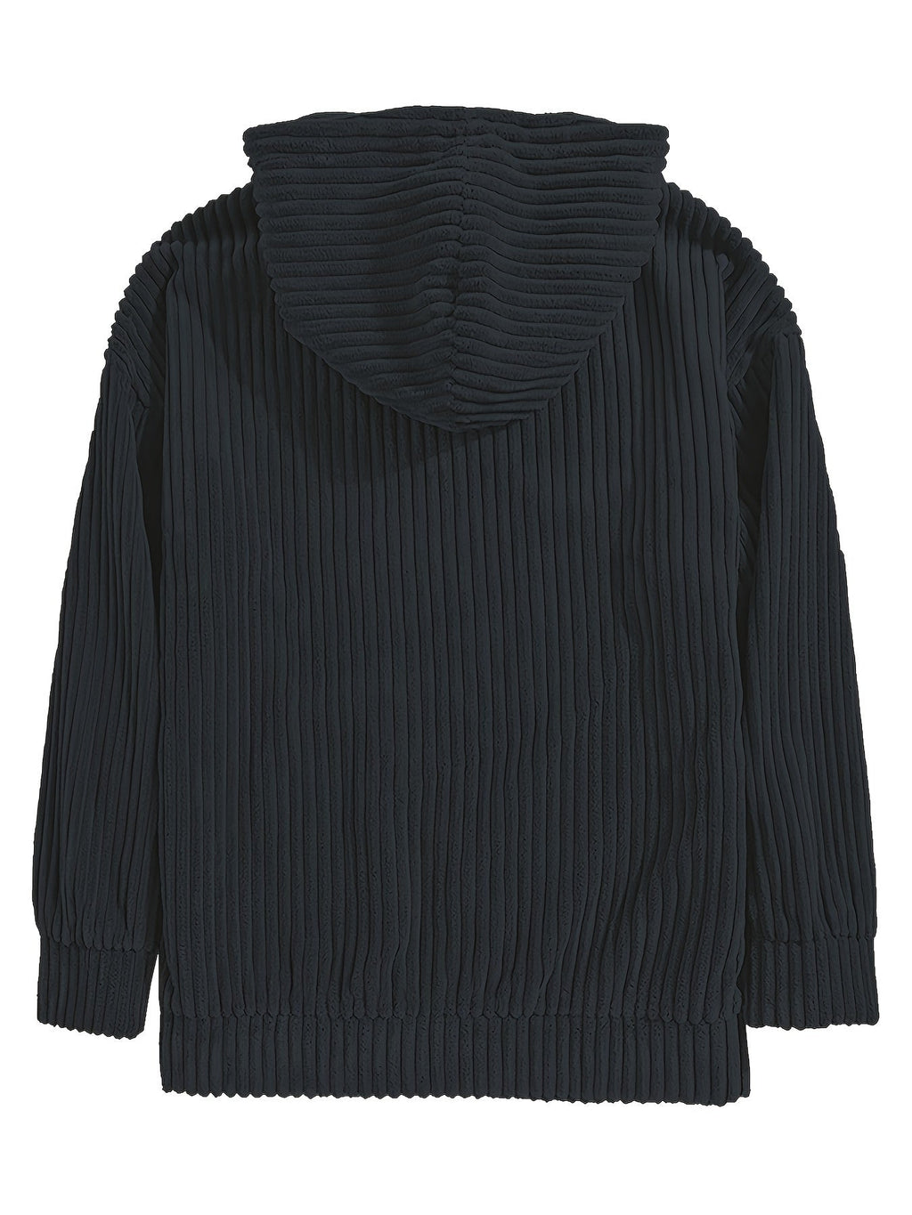 Unisex Ribbed Pullover Hoodie – Relaxed Fit