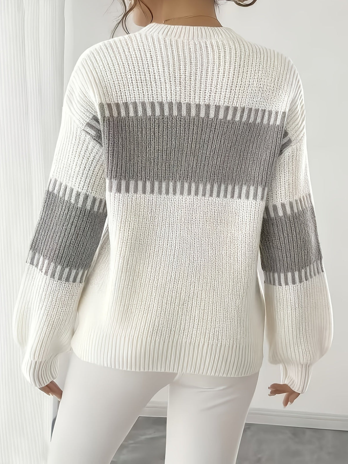 Women's Colour Block Striped Jumper – Drop Shoulder