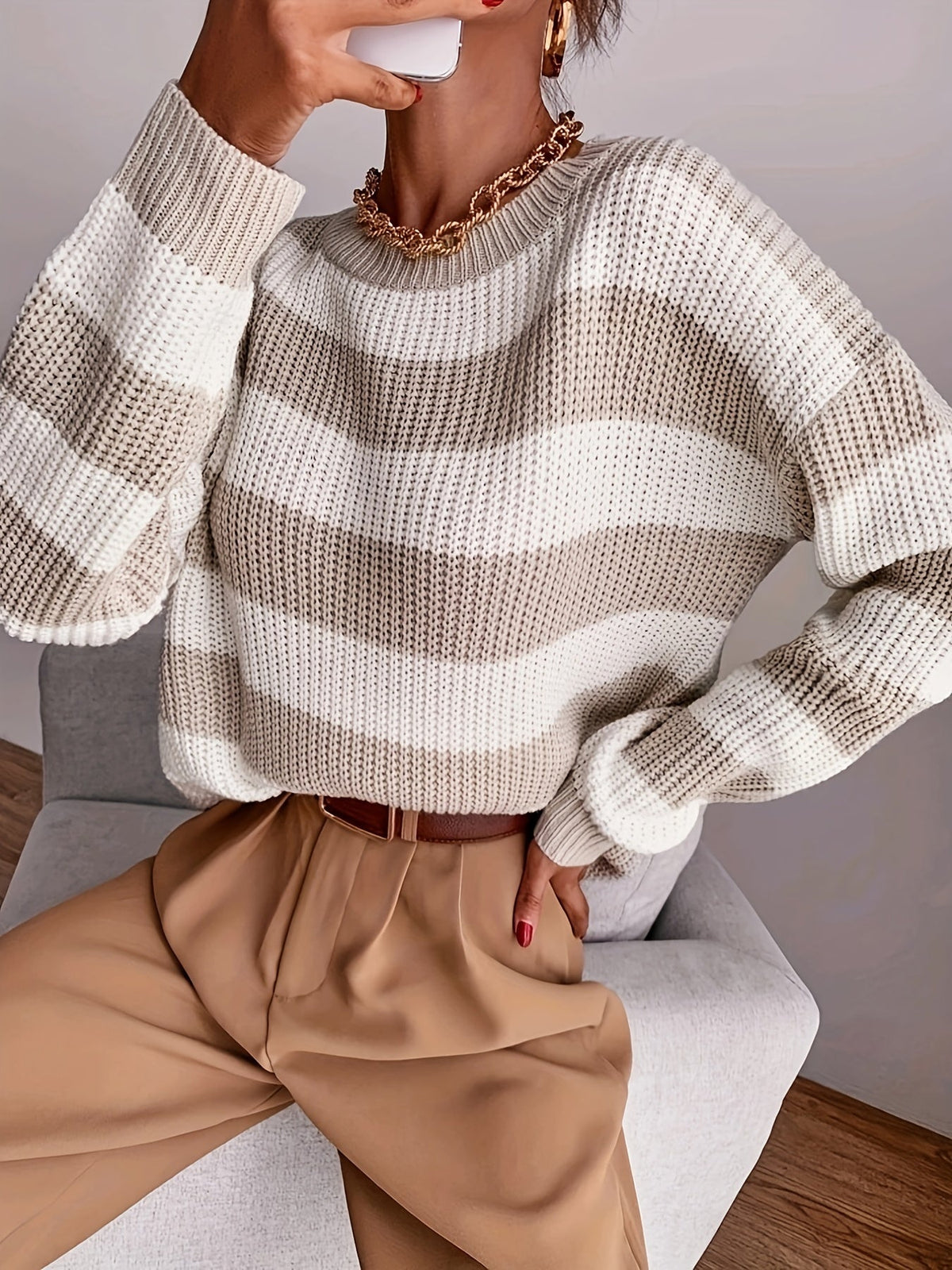 Women's Relaxed Striped Jumper – Drop Shoulder