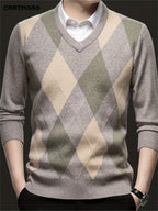 Men's Argyle V-Neck Jumper