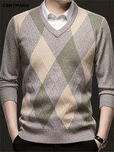 Men's Argyle V-Neck Jumper