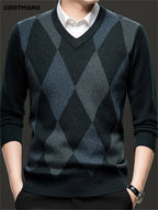 Men's Argyle V-Neck Jumper