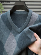 Men's Argyle V-Neck Jumper
