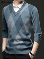 Men's Argyle V-Neck Jumper