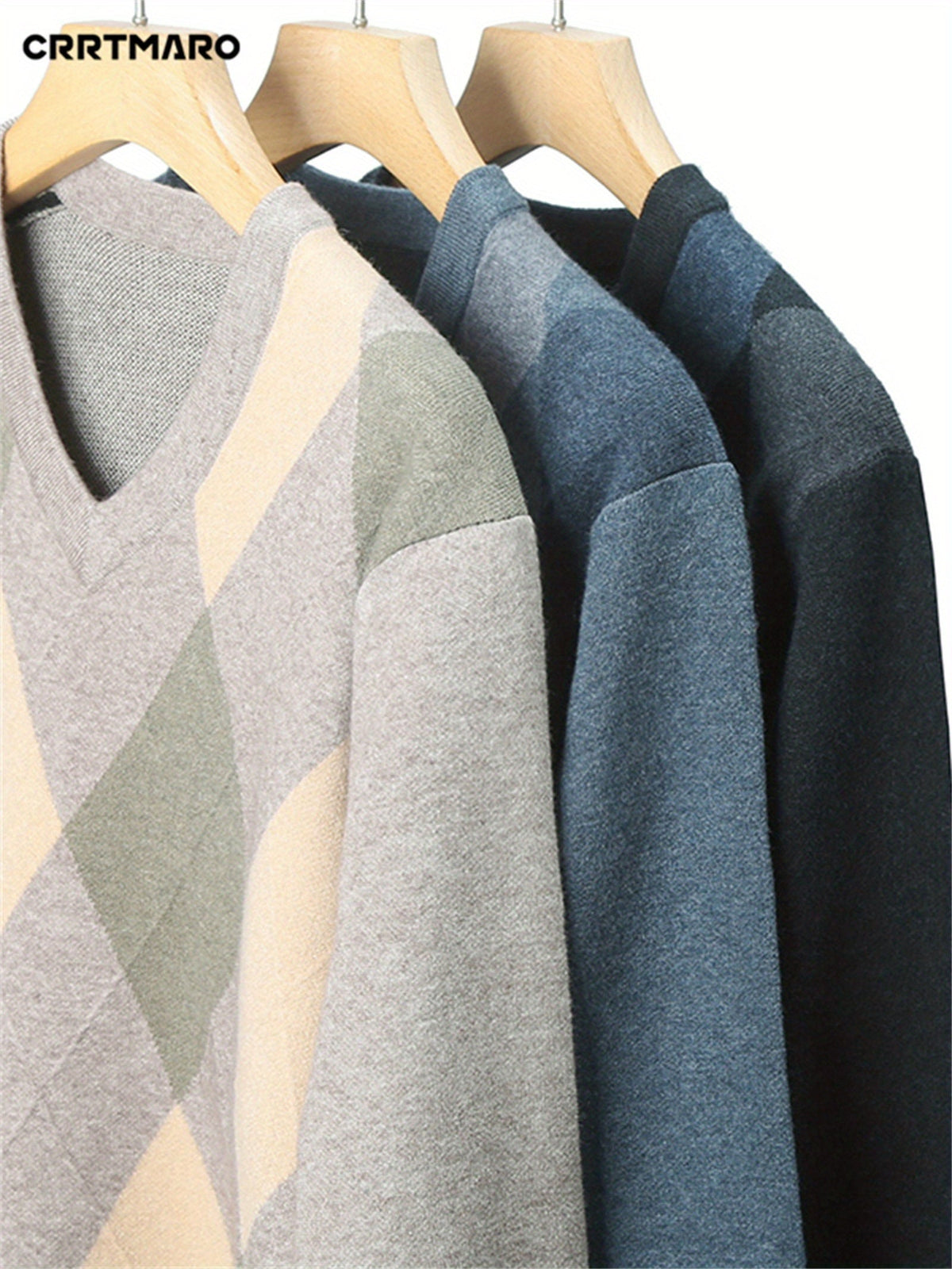 Men's Argyle V-Neck Jumper