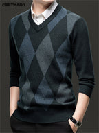 Men's Argyle V-Neck Jumper