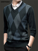 Men's Argyle V-Neck Jumper