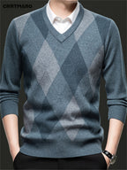 Men's Argyle V-Neck Jumper