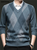 Men's Argyle V-Neck Jumper