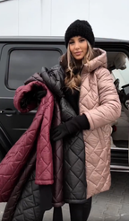 Women's Long Quilted Down Puffer Jacket with Hood