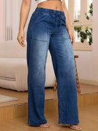 Women's Relaxed Wide-Leg Jeans with Drawstring