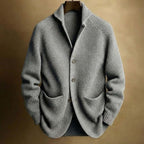 Men's Ribbed Wool Cardigan – Grey