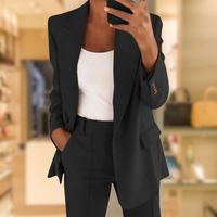 Women's Tailored Two-Piece Set – Office & Casual – Black