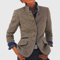 Women's Elegant Cardigan – Casual Wear, Office Style – Caramel
