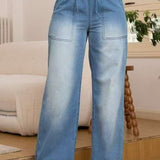 Women's Relaxed Wide-Leg Jeans with Drawstring