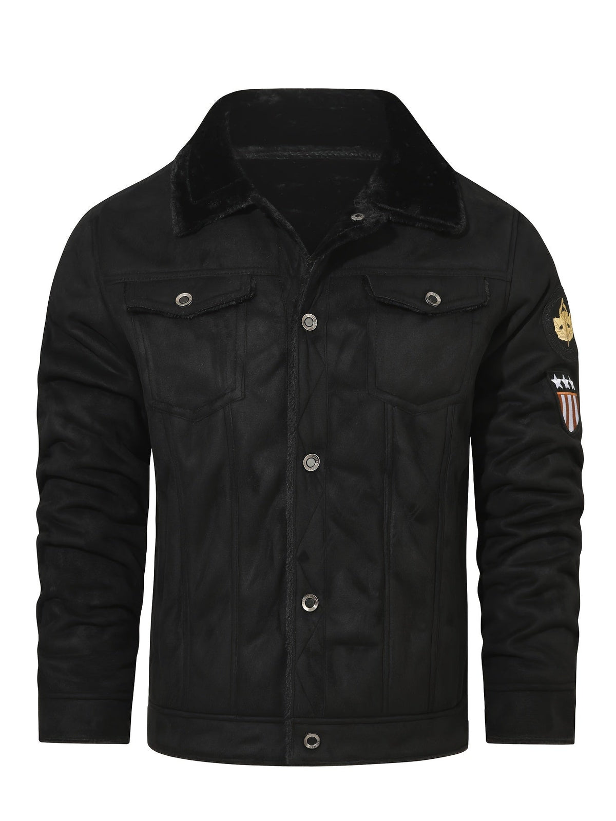 Men's Black Fleece-Lined Trucker Jacket