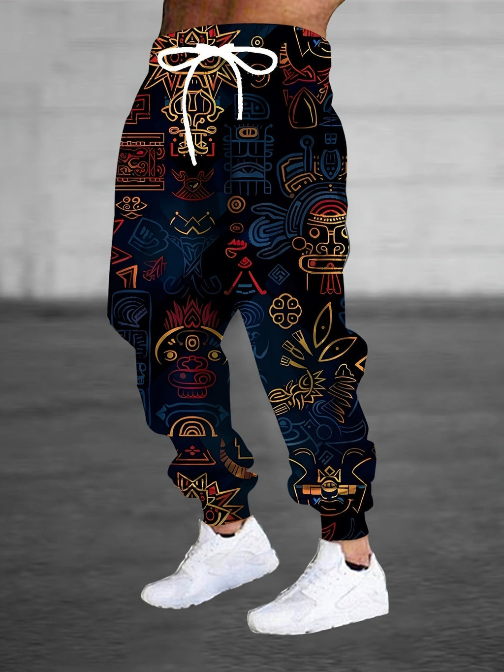 Men's Printed Joggers – Navy & Gold