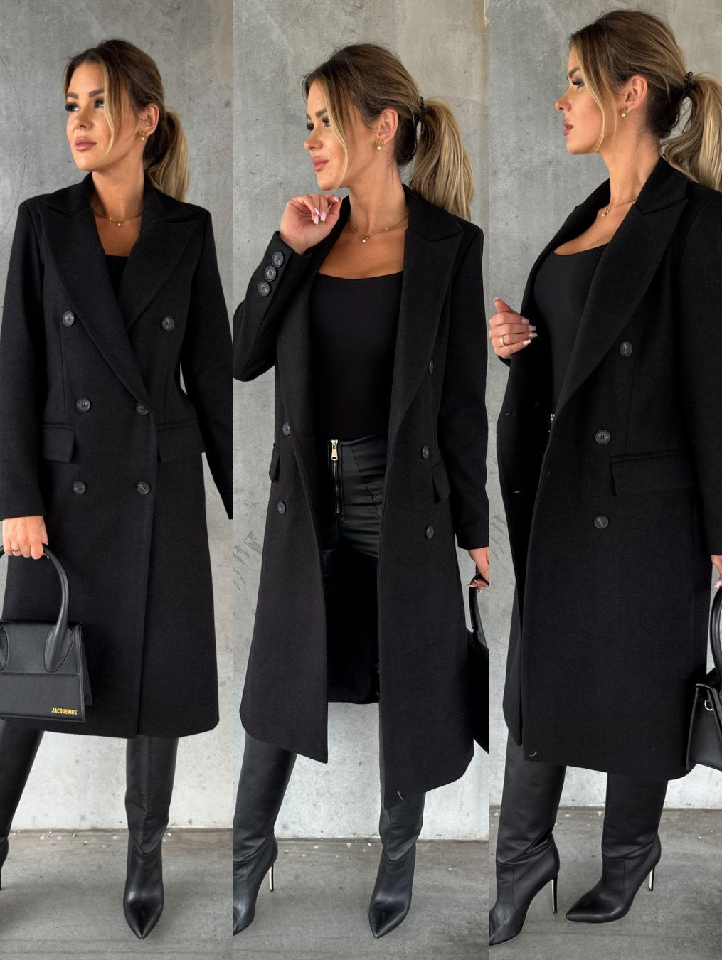 Women's Double-Breasted Winter Coat – Office & Casual