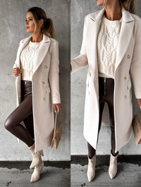 Women's Double-Breasted Winter Coat – Office & Casual