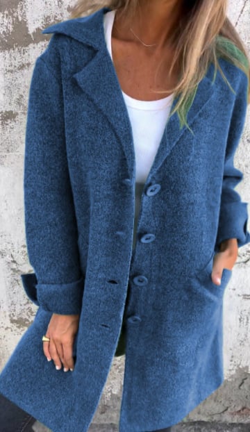 Women's Lapel Collar Button Blazer – Blue