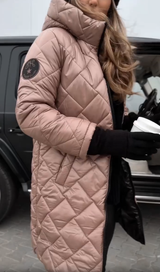 Women's Long Quilted Down Puffer Jacket with Hood