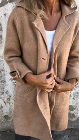 Women's Lapel Collar Button Blazer – Khaki