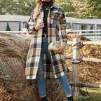 Women's Longline Plaid Coat – Relaxed Fit